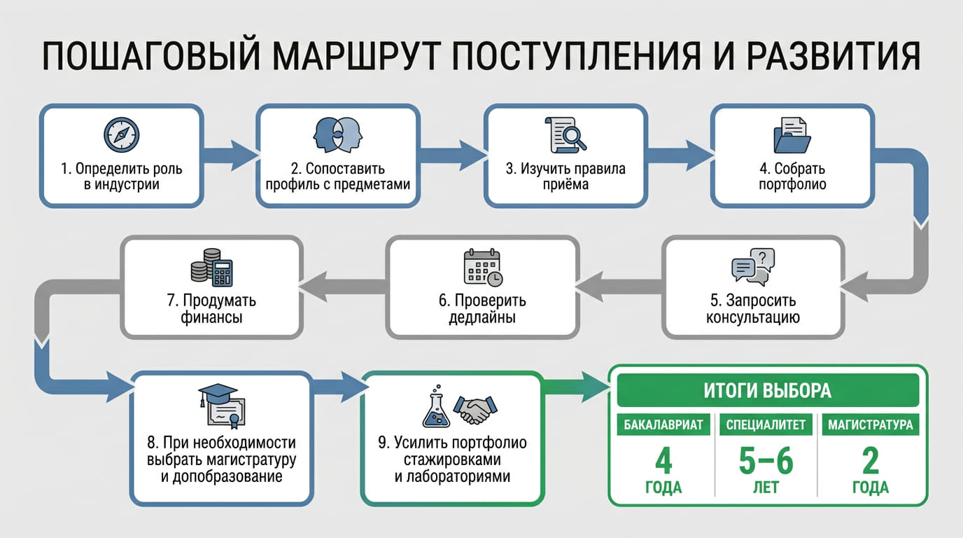 пошаговый маршрут поступления